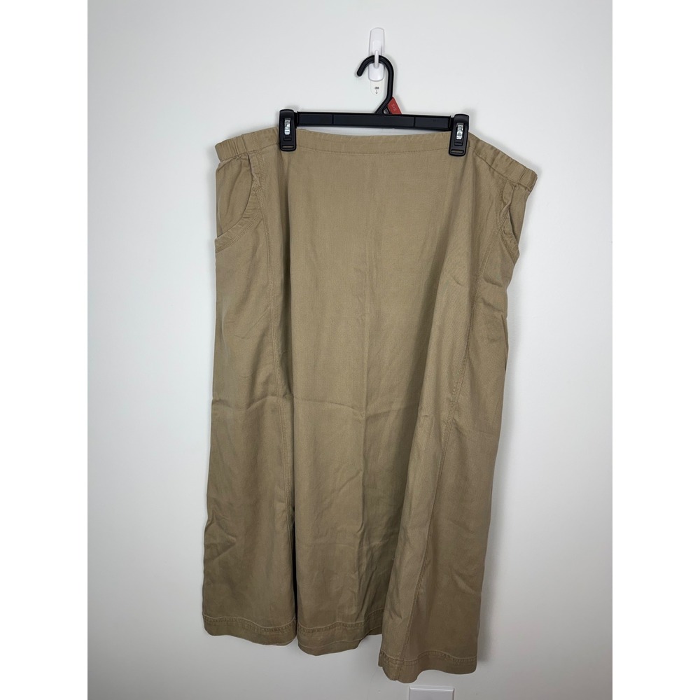 J. Jill Khaki Tencel Lyocell Midi Skirt Pockets Tan Plus Size 3x NWT